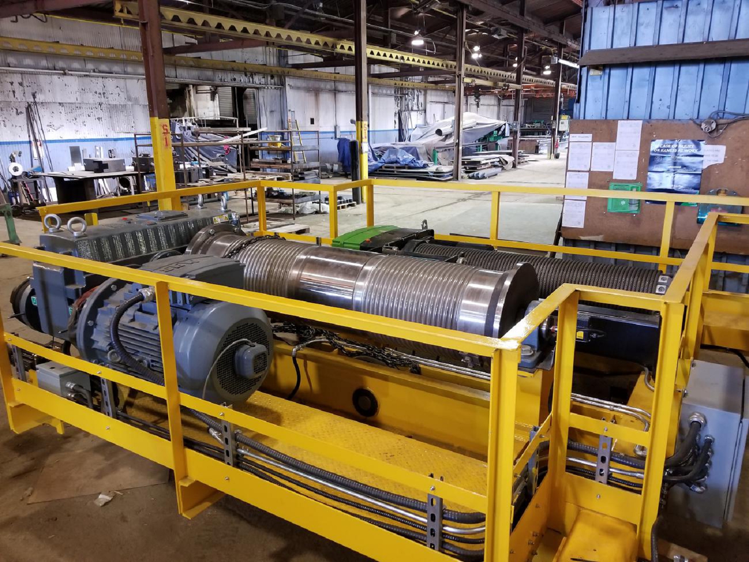 Built up hoist on a bridge crane made by Ward