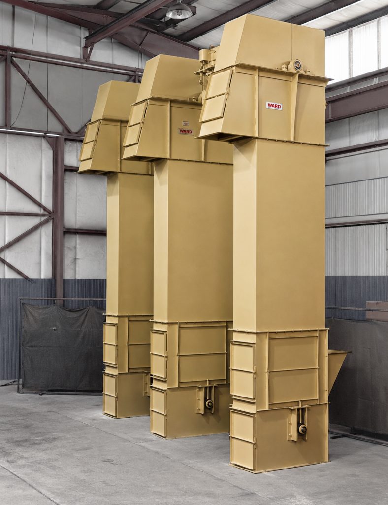 Three bucket-elevator head and tail sections