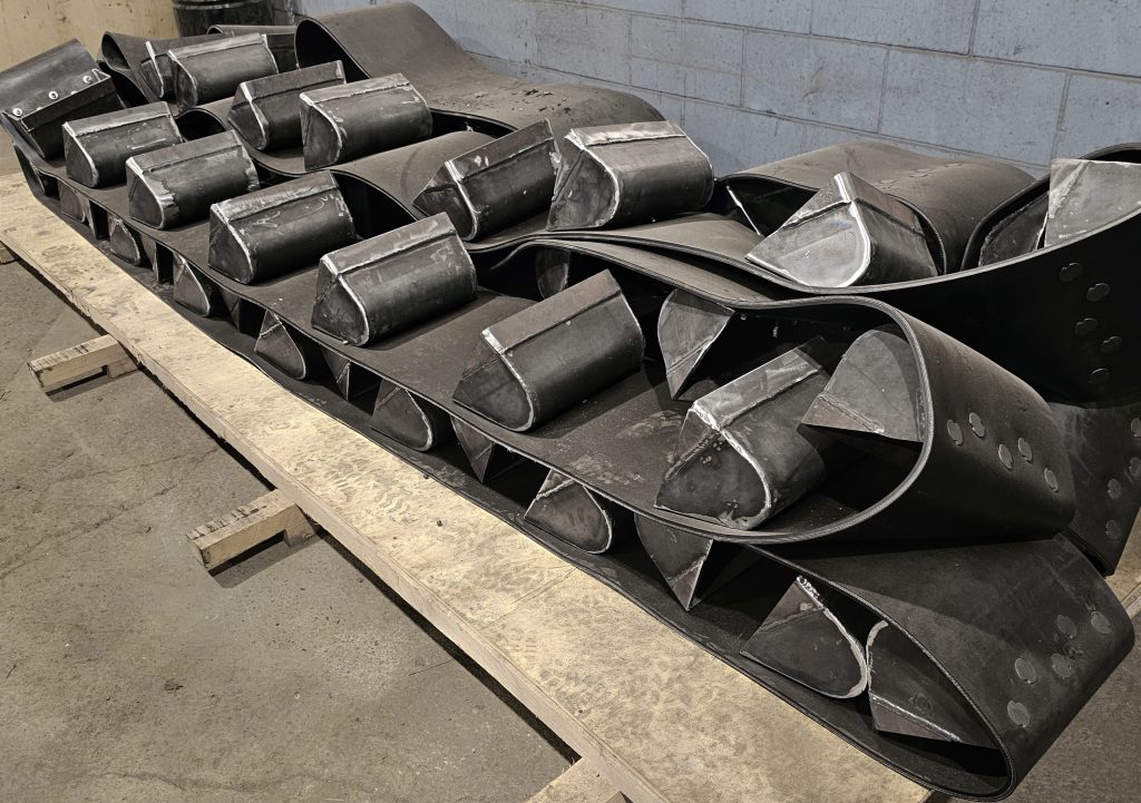 bucket elevator buckets installed on their belt